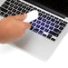 Person using a white mouse with a backlit laptop keyboard. 