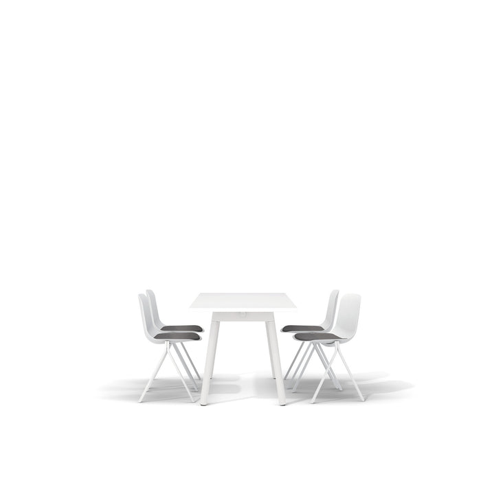 Modern white table and chairs on a white background (White)