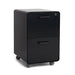 Black modern rolling filing cabinet with two drawers on white background. (Black-Black)