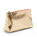 Gold cosmetic pouch with zipper on white background. (Gold)