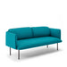 Modern teal sofa with black legs on white background 