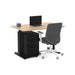 Modern office desk with laptop and rolling chair on a white background. (Natural Oak-48&quot;)