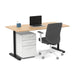 Modern office desk with laptop, chair, and mobile drawer unit on white background. (Natural Oak-60&quot;)