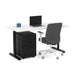 Modern office desk with laptop, black chair, and file cabinet on white background. (White-60&quot;)