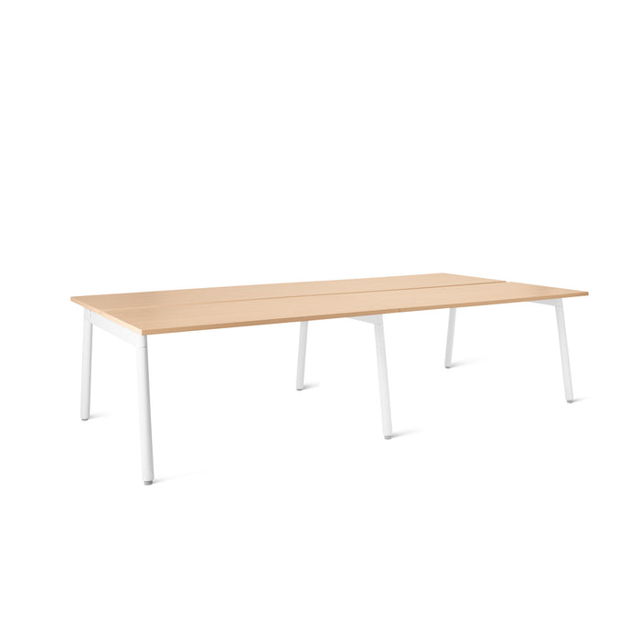 Modern light wood tabletop with white legs on a white background. (Natural Oak-47&quot;)