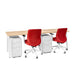 Modern office desk with red chairs and white filing cabinets on white background. (Natural Oak-47&quot;)(Natural Oak-47&quot;)