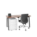 Modern office desk with white filing cabinet and gray office chair on a white background. (Walnut-57&quot;)