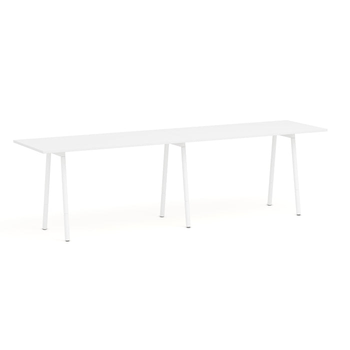 White modern minimalist design long table isolated on white background. (White-144&quot; x 36&quot;)