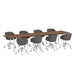 Modern conference room with a long table and grey office chairs on casters. (Walnut-144&quot; x 36&quot;)(Walnut-144&quot; x 36&quot;)