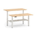 Height-adjustable ergonomic desk with two-tiered wooden surfaces on a white background. (Natural Oak-60&quot;)