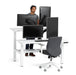 Man in modern office with adjustable standing desks and ergonomic chair. (White-57&quot;)
