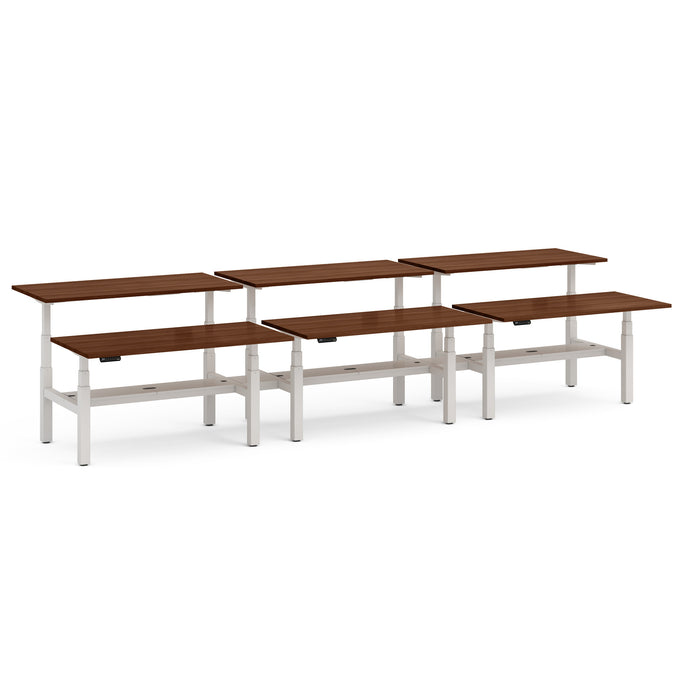 "Modular conference tables with dark wood finish and white legs on a white background." (Walnut-60&quot;)