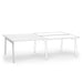 Two modern white tables on a white background, one larger and one smaller. (White-47&quot;)