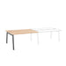 Modern two-piece wooden desk with black and white legs on a white background. (Natural Oak-57&quot;)