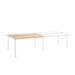 Modern minimalist wooden tables with white metal legs on white background. (Natural Oak-57&quot;)