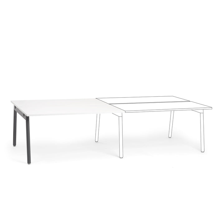 Modern white rectangular tables with metal legs on white background. (White-57&quot;)