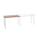 Modern two-section desk with white legs and wooden top on a white background. (Walnut-47&quot;)