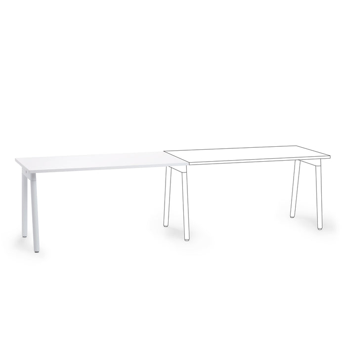 Two modern white minimalist office desks isolated on a white background (White-57&quot;)