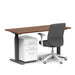 Modern office desk with wooden top, white filing cabinet, and ergonomic black chair. (Walnut-60&quot;)