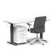 Modern office desk with ergonomic chair and white filing cabinet on white background. (White-60&quot;)