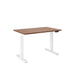 Adjustable height standing desk with a walnut top and white frame on a white background. (Walnut-47&quot;)