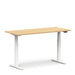 Adjustable height modern desk with wooden top and white legs on a white background. (Natural Oak-60&quot;)
