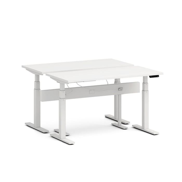 White adjustable standing desk with dual motors on a clean background. (White-57&quot;)