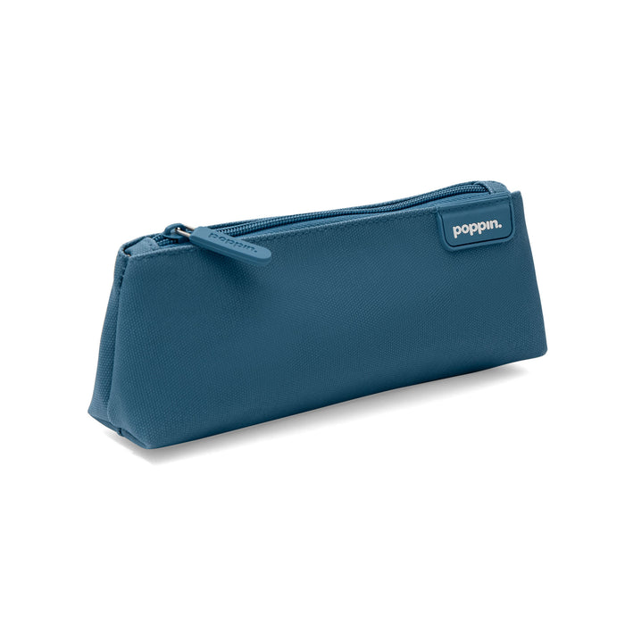 Blue Poppin brand pencil case on a white background. (Slate Blue)