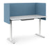 Modern blue office desk with privacy panel and white metal legs on white background (Slate Blue-60&quot;)