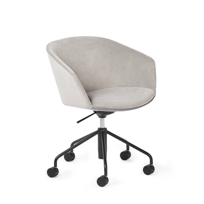 Modern grey office chair with wheels on white background. (Gray)