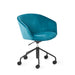 Blue velvet office chair with wheels on white background (Teal)
