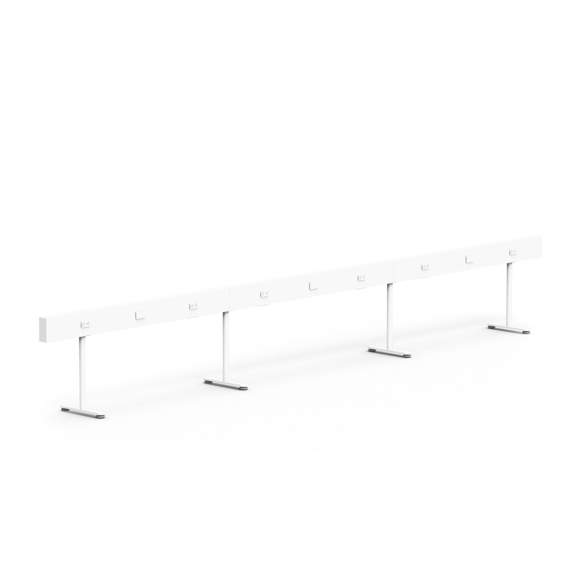 Modern white office cubicle partition with metal legs on white background. (White-180")