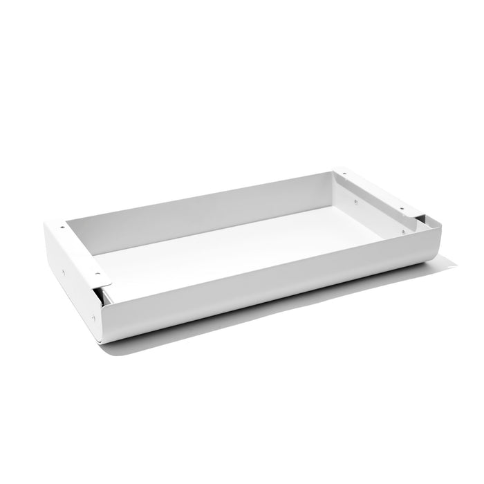 White metal tray on a white background. (White)