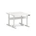 White height-adjustable standing desk with control panel on white background. (White-47&quot;)