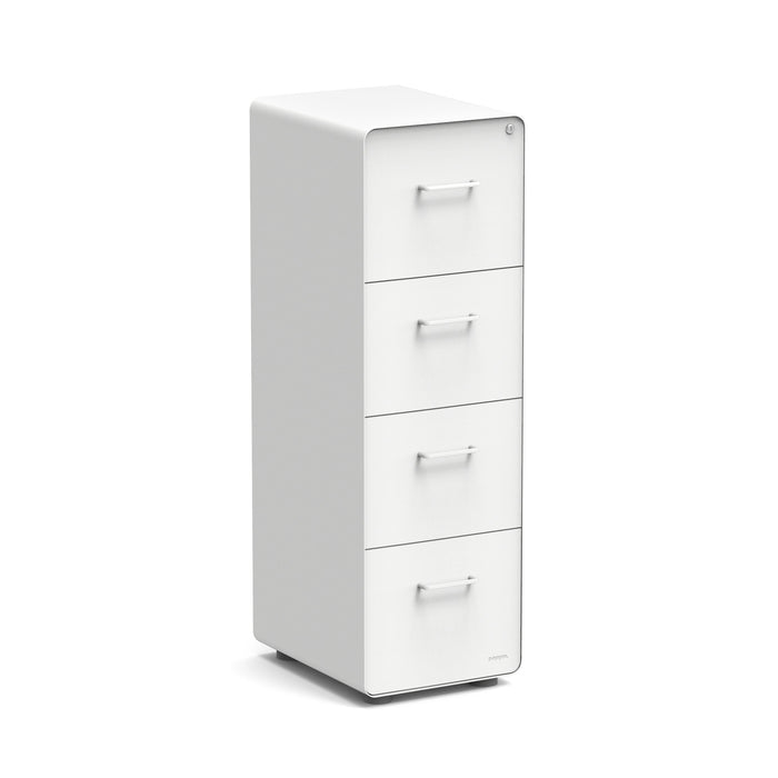 White four-drawer filing cabinet isolated on white background (White)