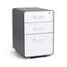 Gray and white modern three-drawer filing cabinet on white background. (White-Charcoal)