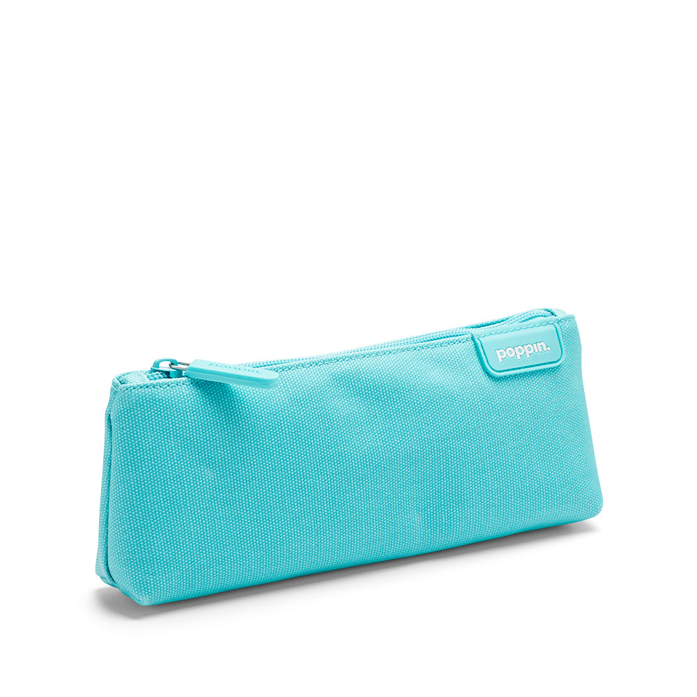 Aqua blue Poppin brand pencil case on a white background. (Aqua)