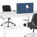 Modern office desk with ergonomic chairs and privacy panel (Dark Blue-28&quot;)