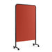 Red mobile partition on wheels against a white background. (Black-Brick)