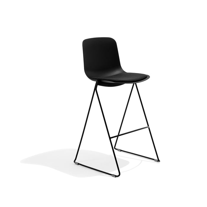 Modern black bar stool with metal legs on white background (Black)