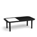 Black modern coffee table with a white tabletop insert on a white background. (Black)