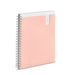 Spiral notebook with pink cover and white binding isolated on a white background. (Blush-3 Subject)