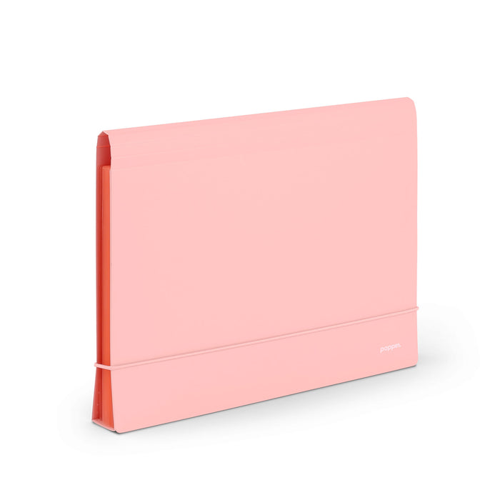 Coral pink Poppin file box organizer on white background (Blush)