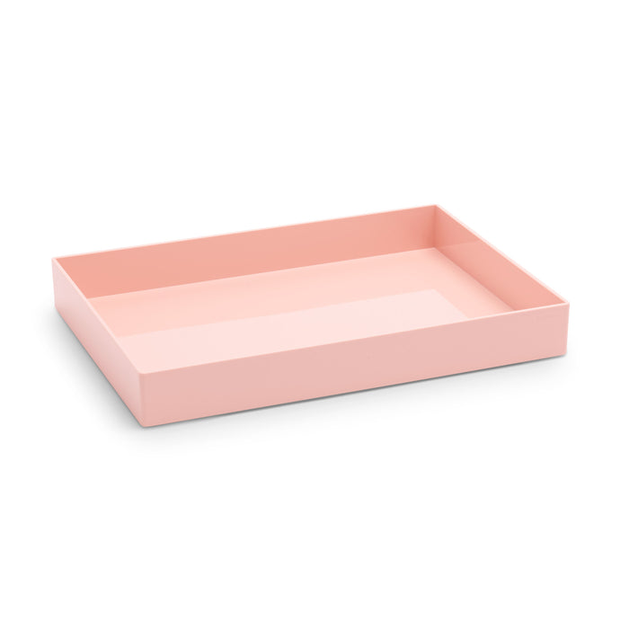 Simple pink rectangular serving tray on a white background. (Blush)