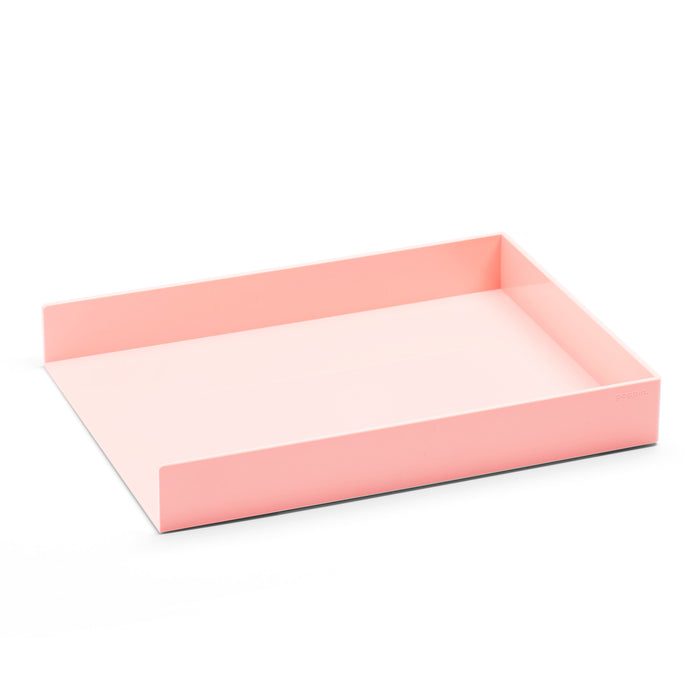Pink desk organizer tray on white background (Blush)