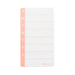 Blank weekly planner notepad with days of the week on peach sidebar. 