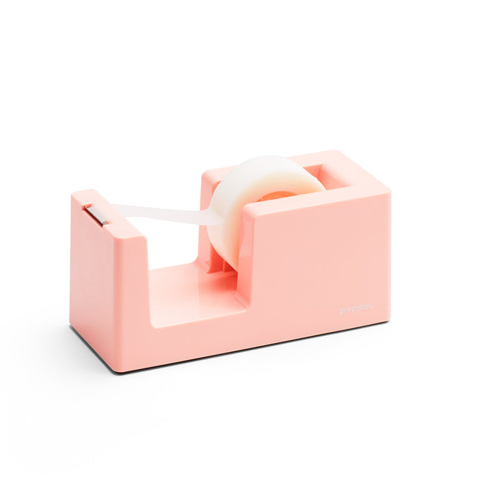 Peach color Poppin brand tape dispenser on white background (Blush)