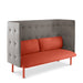 Modern grey high-back sofa with orange cushions isolated on white background. (Brick-Gray)(Gray-Brick)