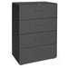 Modern gray four-drawer file cabinet on white background (Charcoal)