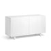Modern white wooden sideboard cabinet against a white background. (White)